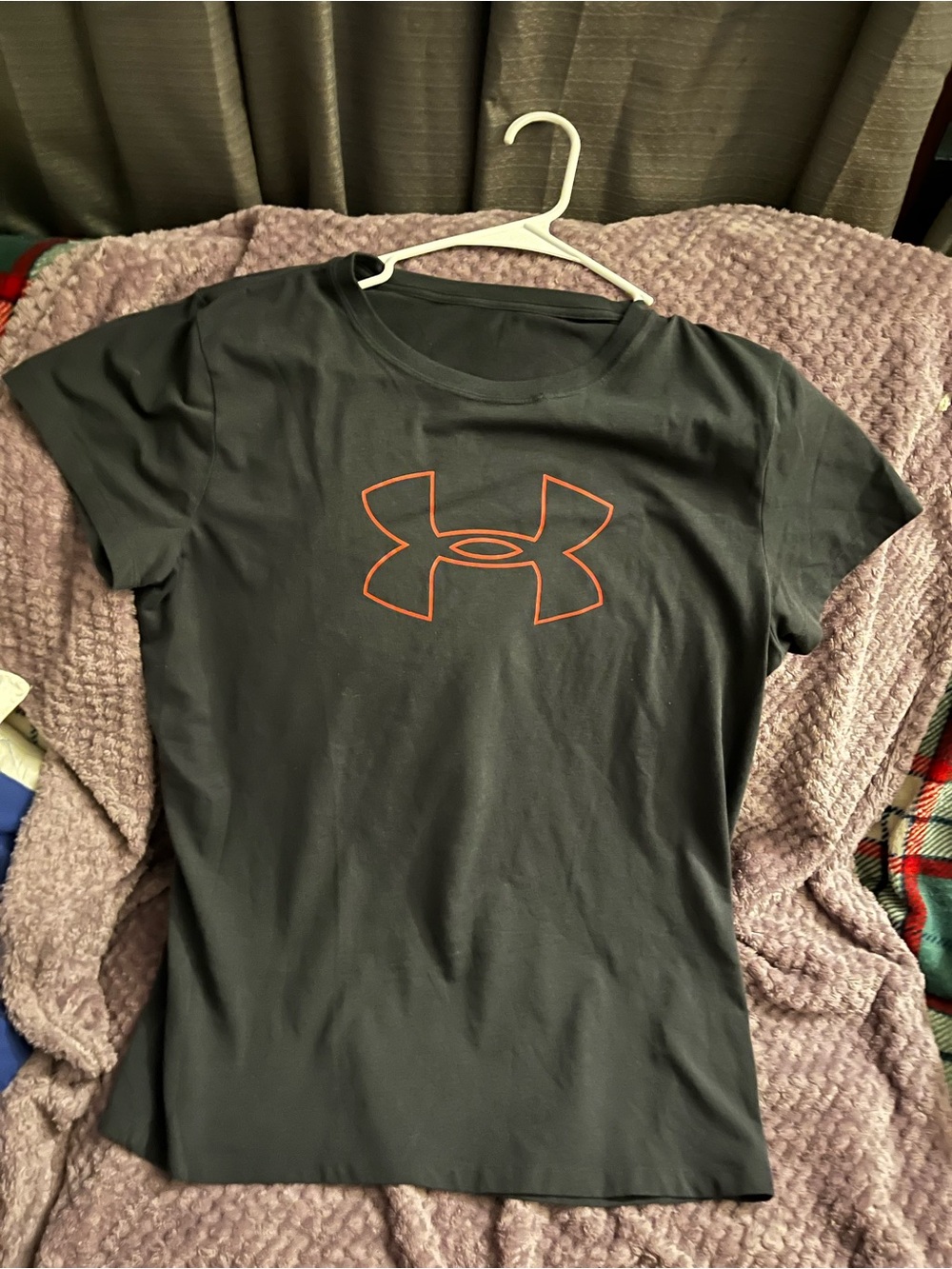 Under Armour Dark gray  Short-Sleeve Tee with Orange Logo Womens Size Lg/XL